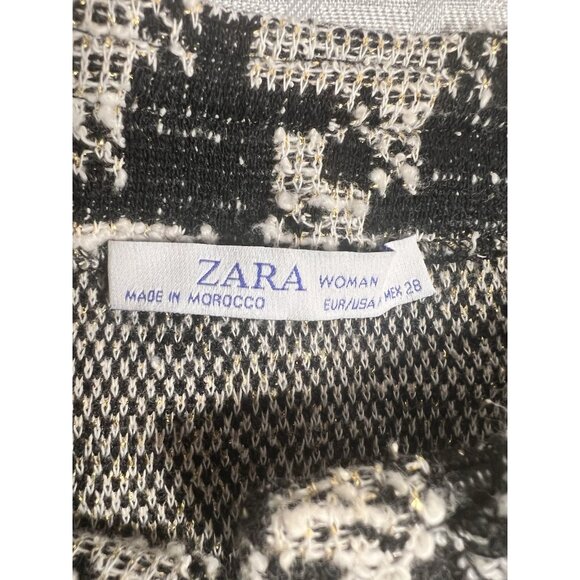 ZARA‎ WOMAN METALLIC THREAD DRESS WITH CHAIN TRIMS BLACK/WHITE Size Medium - Picture 11 of 11